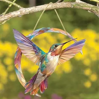 Акриловое витражное стекло ручной работы садовое окно балкон колибри подвесной двор дома настенное украшение птица украшение двери