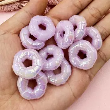 Акриловые 10 шт. пончиков бусины браслет ожерелье аксессуары подвески 24,5 мм мода DIY ювелирные изделия материал подвески бусины фиолетовый