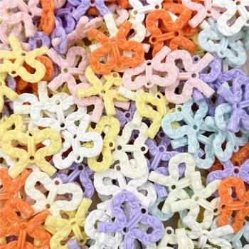 Акриловые 20 шт. свободные бусины-цепочки в стиле бант 32,2*37,8 мм модные для изготовления браслетов и ожерелий DIY ювелирные аксессуары разноцветный