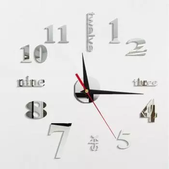 Акриловые 3D настенные часы современные без тикания бесшумные для гостиной спальни в помещении S чёрный