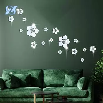 Акриловые 3D трехмерные маленькие цветочные наклейки на зеркало настенные наклейки для спальни настенная плитка креативное украшение самоклеящиеся наклейки