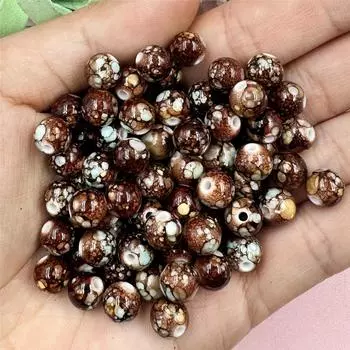 Акриловые 50 шт. DIY браслет свободные бусины маленькие бусины мода 8 мм ожерелье изготовление аксессуары цветные бусины кофейный