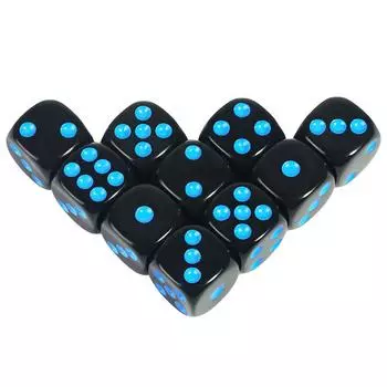 Акриловые 6-гранные игральные кости 10 шт. 16 мм черные круглые угловые игральные кости набор с цветными точками для настольной игры классная математическая игра красный
