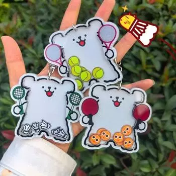 Акриловые брелки для ключей в виде щенка Rose Line Rose Ball Creative Shake Dogs Keychain Female Lady Girl badminton