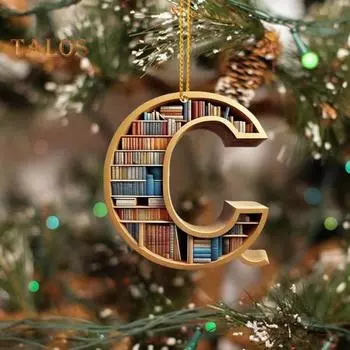 Акриловые буквы, книжная полка, украшение для дома, офиса, комнатная рождественская елка, подвесная 2D плоская буква алфавита, украшение для книги, кулон, подарок для любителей книг O