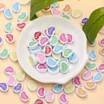 Акриловые бусины Love, 30 шт., бусины в форме сердца, 12,5*9,5 мм, милые, россыпью, разделительные бусины, украшения на День святого Валентина, сделай сам, браслет, ожерелье