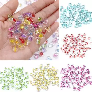 Акриловые бусины Love Heart, свободные разделительные бусины 50 шт. 7,6*8,5 мм, оптовая продажа для изготовления ювелирных изделий, прозрачные многоцветные аксессуары для браслетов своими руками, 9 цветов фиолетовый