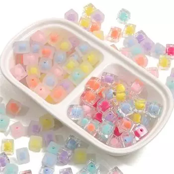 Акриловые бусины, матовые квадратные подвески, прозрачные бусины для изготовления браслетов, ожерелий, ювелирных изделий своими руками Transparent розовый/оранжевый