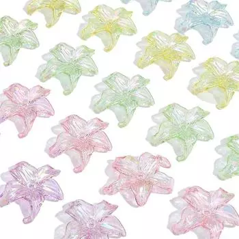 Акриловые бусины, подвески с покрытием AB, цвет, пять лепестков, цветочные бусины для браслета, ожерелья, изготовления ювелирных изделий чистый