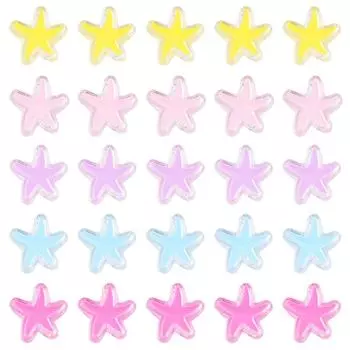 Акриловые бусины, прозрачные бусины со звездами, капающие маслом, для DIY ожерелья, браслета, серьг, изготовления ювелирных изделий 24mm 4pcs жёлтый