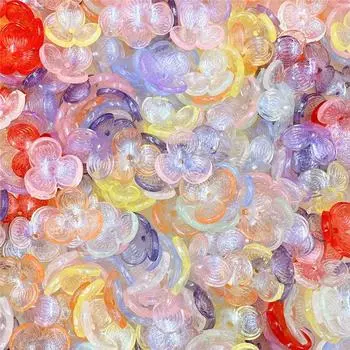 Акриловые бусины ручной работы 22,6 мм, выдолбленные трехлепестковые цветы, шпильки, аксессуары, прямое отверстие, 10 шт., цепочка для мобильного телефона жёлтый