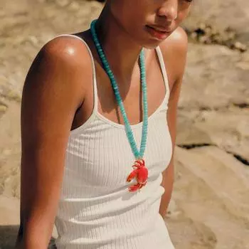 Акриловые бусины ручной работы, цепочки, колье, подвеска в виде красного краба, ожерелья для женщин, тренд 2024 года, ошейник, аксессуары для пляжной вечеринки красный