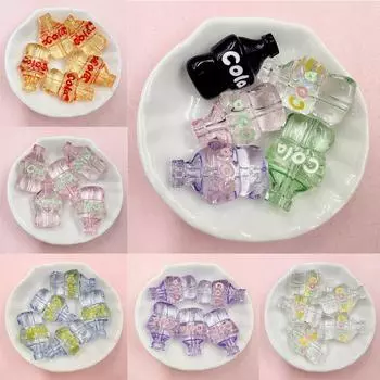 Акриловые бусины ручной работы, материал ручной работы, 5 шт., 18,8*30 мм, яркие цвета, креативный милый перфорированный кулон, мультяшные элементы, форма бутылки из-под кока-колы фиолетовый