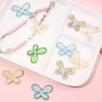 Акриловые бусины ручной работы с масляными бабочками для изготовления ювелирных изделий DIY браслет, ожерелье, серьги, цепочка для телефона 46*33mm 1pcs розовый