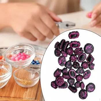 Акриловые бусины с цветочным принтом, подвеска из бисера в винтажном стиле, свободная прокладка для браслетов розовый