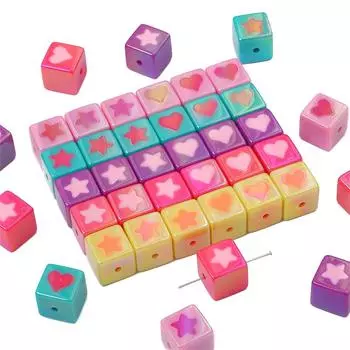 Акриловые бусины с разноцветным покрытием, двухцветные бусины в виде сердца и звезды для DIY ожерелья, браслета, сережек, изготовления ювелирных изделий 16mm 2pcs фуксия