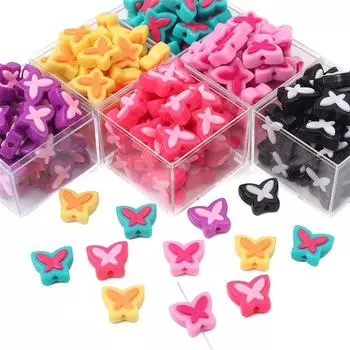 Акриловые бусины соответствующего цвета бусины-бабочки для изготовления ожерелья, браслета, серьг, ювелирных изделий своими руками 20x16mm 10pcs фуксия