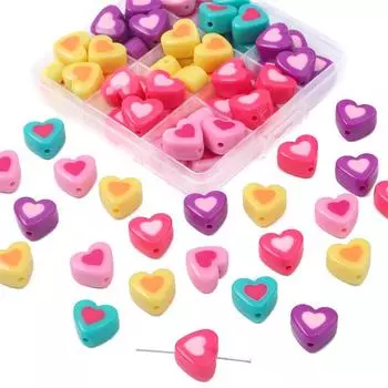 Акриловые бусины, соответствующие цвету, бусины в форме сердца для самостоятельного изготовления ожерелья, браслета, серьг, ювелирных изделий 17x15mm 10pcs фуксия