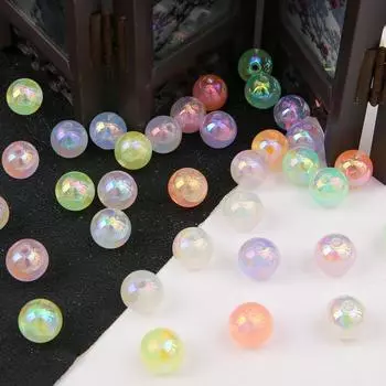 Акриловые бусины, светящиеся ночью, тонкие сверкающие бусины в виде фэнтези-шара для DIY, ожерелье, браслет, серьги, изготовление ювелирных изделий 12mm 5pcs розовый