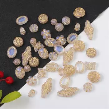 Акриловые бусины в стиле барокко, ретро, золотая картина для DIY, ожерелье, браслет, серьги, изготовление ювелирных изделий 10x10mm 40pcs чистый