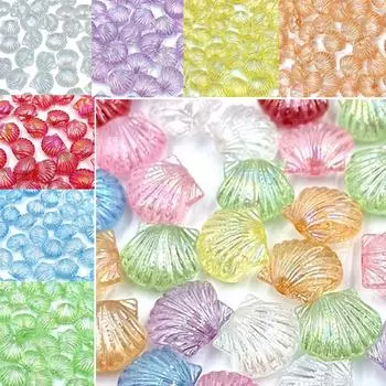 Акриловые бусины в стиле микс, украшения в стиле океана, 20 шт., ожерелье своими руками, аксессуары ручной работы, бусины из ракушек AB для изготовления ювелирных изделий, 8 цветов, акрил красный