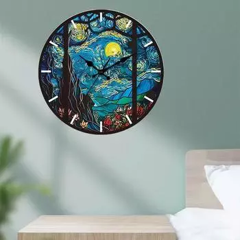 Акриловые деревянные настенные часы с зернистостью Бесшумные домашние подвесные часы Минималистский дизайн Гостиная Художественные настенные часы Домашнее украшение Офис Дом