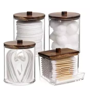 Акриловые держатели для тампонов с крышкой, пыленепроницаемые банки для хранения тампонов, ювелирных изделий, пуховок, косметических яиц, ящик для хранения принадлежностей для дома