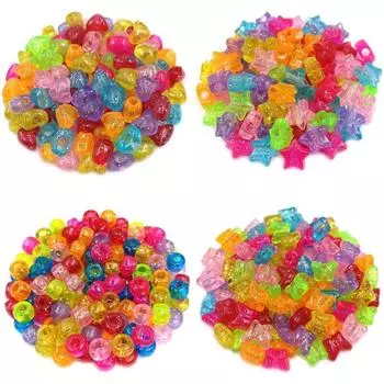 Акриловые DIY ювелирные аксессуары прозрачные 10 шт. бусины для пудры россыпью бусины смешанного цвета сердце звезда бабочка россыпью бусины Barrel Column