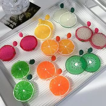 Акриловые Фрукты Лимон Питайя Клубника Большие Висячие Серьги Для Женщин Тенденция Роскошь Шарм Элегантные Особые Летние Украшения