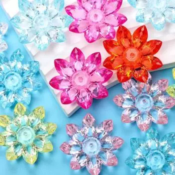 Акриловые хрустальные бусины ручной работы с цветком лотоса для изготовления браслетов и сережек, прозрачные 31 мм, сделай сам, ювелирные аксессуары, модные 40pcs разноцветный