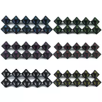 Акриловые игральные кости 10 шт. Многогранные игральные кости D10 DND игровые кости для настольной игры / образования, развлечений/подарка красный