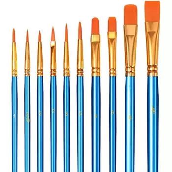 Акриловые кисти, 10 шт., нейлоновые художественные кисти, набор масляных акварельных кистей для акриловой гуаши, детские, начинающие, любители рисования, художники, синие