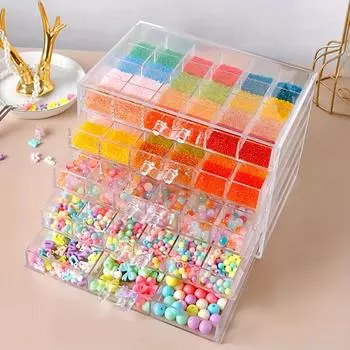 Акриловые контейнеры для хранения алмазной живописи, шкатулка для украшений с сеткой 120/72, прозрачный органайзер для хранения сережек с прозрачным L