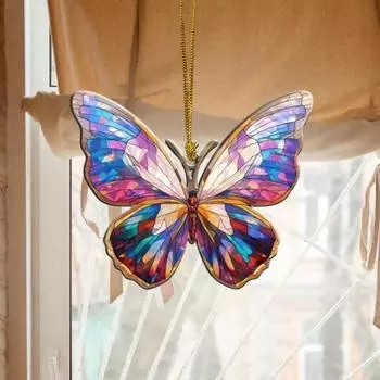 Акриловые красочные бабочки подвесные украшения двухсторонние для дома и улицы Рождественская елка настенные подвесные окна S