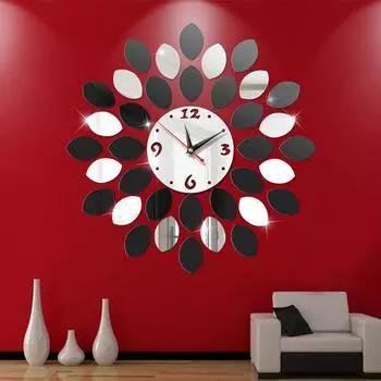 Акриловые креативные 3D-зеркала с лимонным деревом, настенные часы для гостиной, спальни, индивидуальный дизайн, украшение для дома, указательные часы 50x50cm