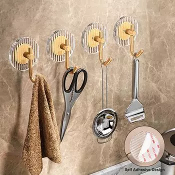 Акриловые крючки для ванной комнаты, прозрачный золотой настенный крючок, роскошные держатели для сумок для ключей, органайзер для дома без перфорации