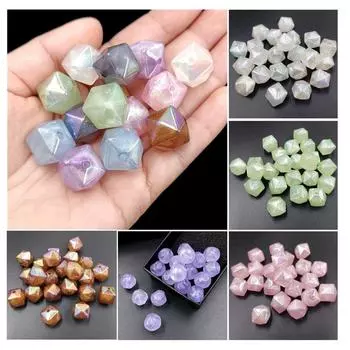 Акриловые кубические бусины, многосекционный бисерный материал, ожерелье, серьги, изготовление 10 шт., светящиеся самодельные украшения, изящные мерцающие модные аксессуары фиолетовый