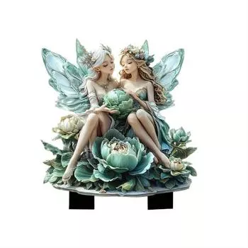 Акриловые Лотос Эльф Напольные Заглушки Креативный Садовый Колышек Статуэтки Скульптуры Цветочная Фея Двор синий