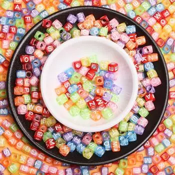 Акриловые материалы кубические аксессуары 6 мм 30 шт. DIY квадратные буквы свободные бусины для изготовления ювелирных изделий браслет ожерелье мода