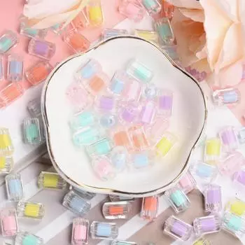 Акриловые матовые модные креативные 8-угольные цилиндрические свободные бусины 20 шт. прозрачные DIY ювелирные аксессуары подвески Transparent шампанского