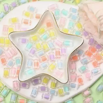 Акриловые матовые/прозрачные модные креативные подвески, аксессуары для украшений своими руками, 8-угольные цилиндрические бусины, свободные, 20 шт. Transparent фиолетовый