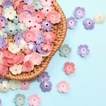 Акриловые модные бусины «сделай сам» пятилепестковый цветок 10,5 мм цветные материалы ручной работы 160Pcs разноцветный