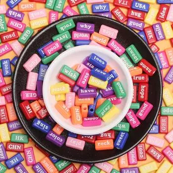 Акриловые модные пластиковые бусины с буквами 14,5 мм, цветные геометрические прямоугольники, английский алфавит, 10 шт., сделай сам White Black