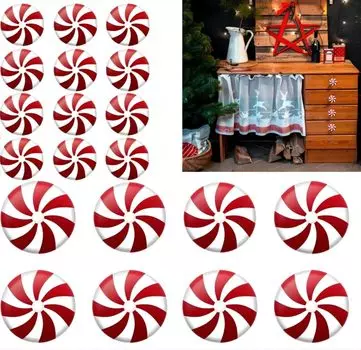 Акриловые накладки на ручки для шкафа Candy, красные и белые (Набор из 20) на Хэллоуин и Рождество