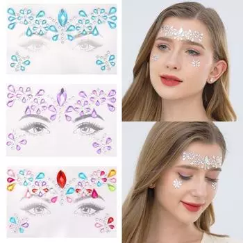 Акриловые наклейки для лица со стразами, блестящие тени для век со стразами, украшения для лица, макияж Style B