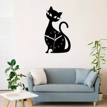 Акриловые настенные часы для детской комнаты, спальни для любителей кошек, уникальные бесшумные подвесные чёрный
