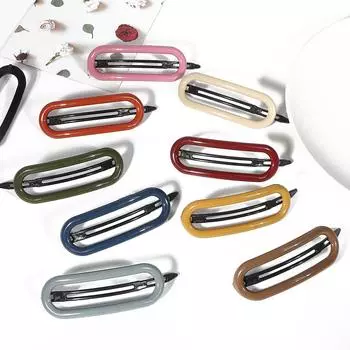 Акриловые овальные заколки ярких цветов в стиле ретро, модные женские заколки для волос, заколка для волос, головной убор, аксессуары для волос чёрный