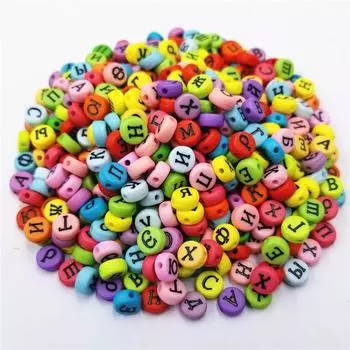 Акриловые плоские/квадратные свободные бусины для изготовления ювелирных изделий, 100 шт./лот, поделки своими руками, модные русские буквы 5