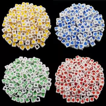 Акриловые подвески, аксессуары, оптовая продажа, 50 шт., 7 мм, ожерелье, браслет, свободные бусины, сделай сам, для изготовления ювелирных изделий, квадратное сердце жёлтый