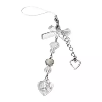 Акриловые подвески-сердечки ручной работы для телефона, красивые подвески-шармы с бусинами для телефона, шнурок для телефона, брелок для ключей для любителей моды